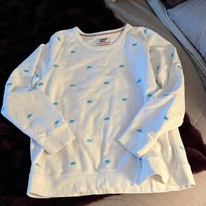 Lands' End White Sweatshirt with Blue Crab Accents